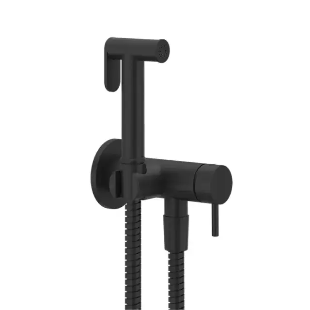 Gessi Transparenze Гигиенический душ, с настенным держателем, запорным краном, с шлангом 125cм. и подводом воды, цвет: Matte Black