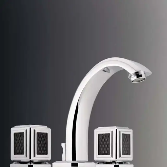 THG Metropolis cristal noir Смеситель для раковины, 3 отв., цвет: хром/черный хрусталь