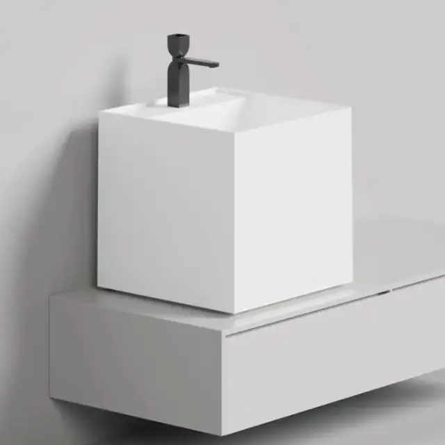 Salini Armonia Square TOP 03 Раковина накладная 45х45х45cм., с 1 отв, мат-л: S-Stone, цвет: белый матовый