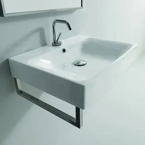 Kerasan Cento Раковина 60х45 см, 1 отв., подвесная/накладная, с полотенцедержателем, цвет: белый