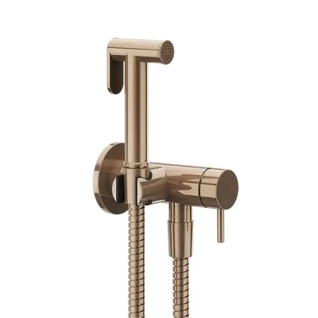 Gessi Transparenze Гигиенический душ, с настенным держателем, запорным краном, с шлангом 125cм. и подводом воды, цвет: Copper PVD