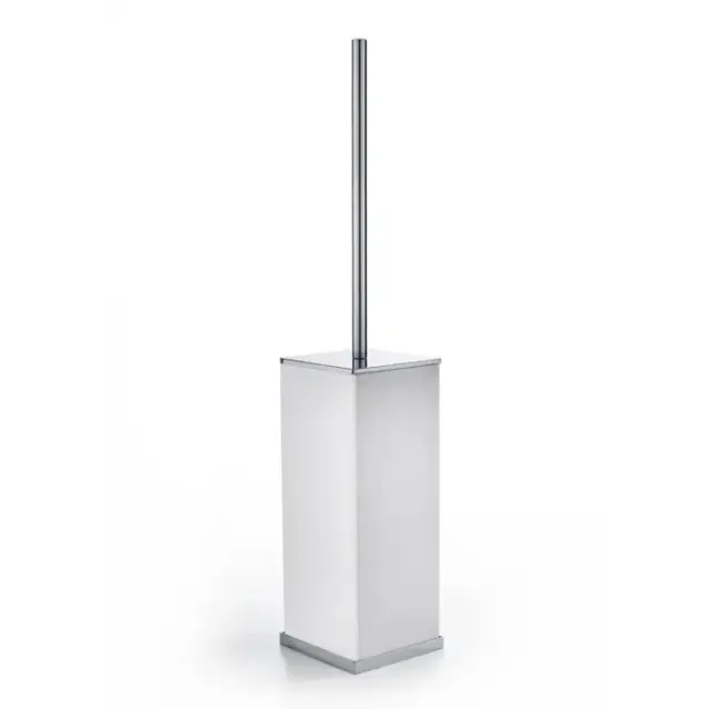 3SC Mood Deluxe White Туалетный ёршик, напольный, композит Solid Surface, цвет: белый матовый/хром