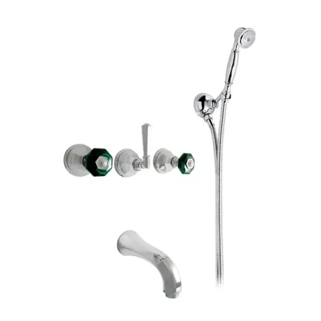 Nicolazzi Teide Chic Смеситель для ванны с 2мя ручками, встроенный, с ручным душем, вкл. внутр часть, излив: 168 мм, цвет: хром