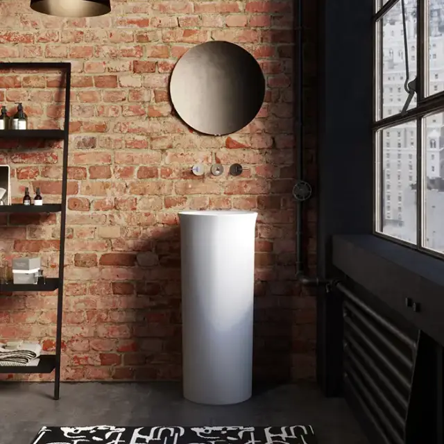 Kerasan The New Yorker Раковина 40хH89см., свободностоящая, слив в стену, сливная крышка, крепеж, цвет: белый