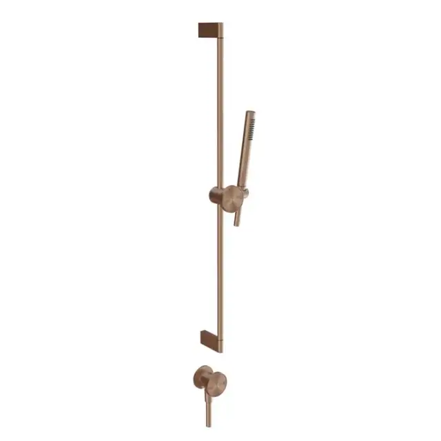 Gessi Origini Штанга в комплекте с душевой лейкой, шланг 150см и вывод воды, с вставкой, цвет: Copper Brushed PVD