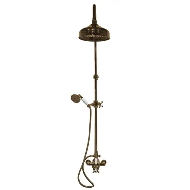 Gattoni PD Душевая колонка с термостатическим смесителем, верхним душем и лейкой, цвет: бронза