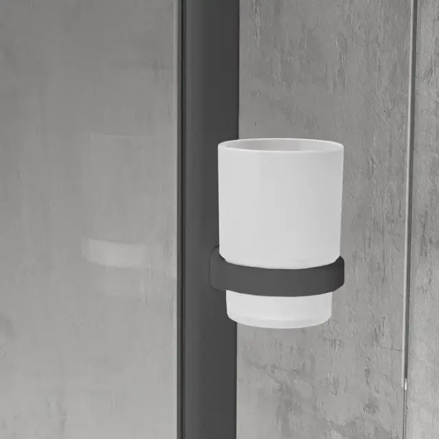 Novellini Giada Стакан, подвесной, для профиля, цвет: черный матовый