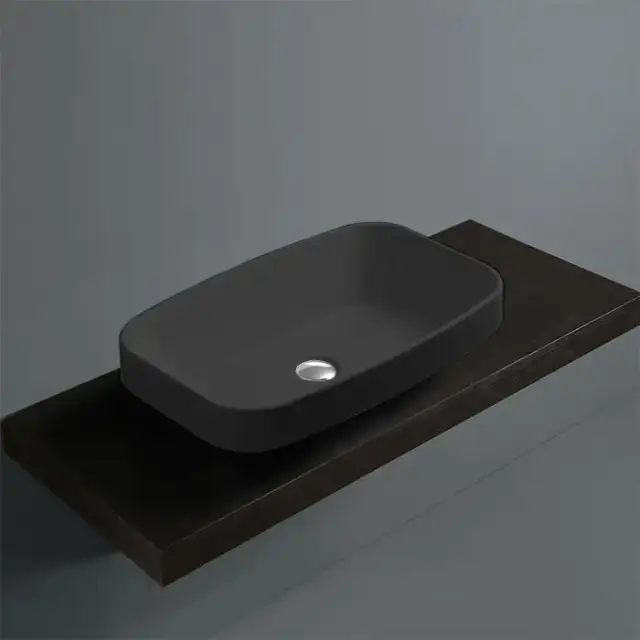 Simas Baden Baden Раковина накладная 60х38 см, без отв. для смесителя, цвет: nero matt