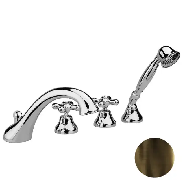 Nicolazzi Nuova Brenta Смеситель на борт ванны, на 4 отв., с душевой лейкой, излив: 20см, цвет: тёмная бронза