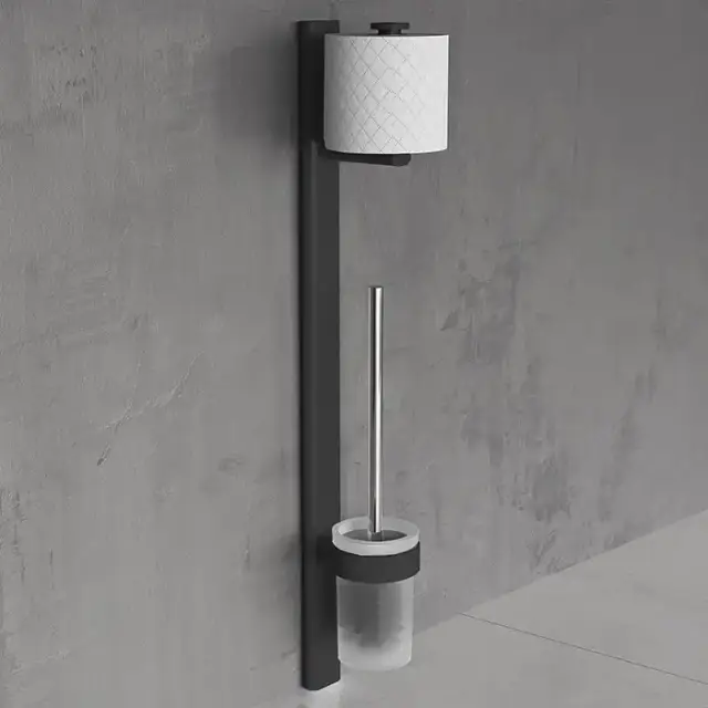 Novellini Giada Стойка с держателем т/б и ершиком, подвесной, цвет: черный матовый