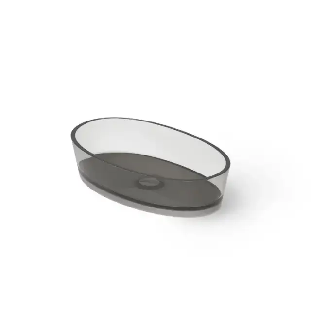 Dea Design Washbasins Раковина 60х35х14см., накладная, без отв., Glasstech, прозрачная смола, цвет: Smoky Black R4