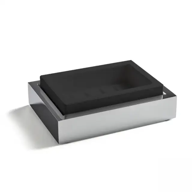 3SC SK 3.0 Мыльница подвесная, композит Solid Surface, цвет: чёрный/хром