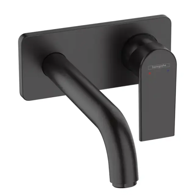 Hansgrohe Vernis Shap Смеситель для раковины, настенный, излив 204 мм, внешняя часть, цвет: матовый черный