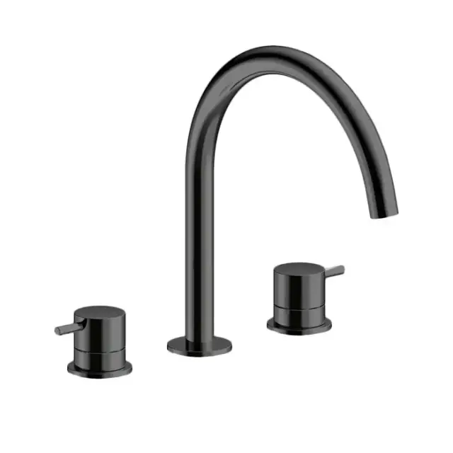 Almar Mixers Смеситель для раковины, 3 отв., без донного клапана, цвет: черный металл брашированный PVD