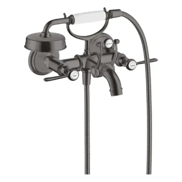 Axor Montreux Смеситель для ванны, настенный, с ручным душем, ручка: рычаг, цвет: шлифованный черный хром