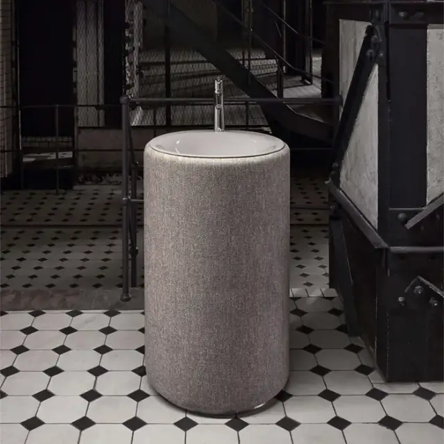 Bette Lux Oval Couture Раковина 55х90 см, 1 отв., с текстильным подиумом, сталь, цвет: буро-серый