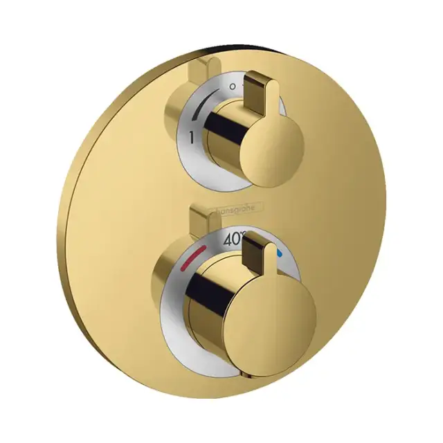 Hansgrohe Ecostat S Смеситель для душа, настенный, термостатический, цвет: полированное золото