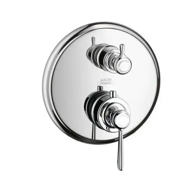 Axor Montreux, Термостат с запорным/ переключающим вентилем, с рычаговой рукояткой, СМ, внешняя часть, цвет: хром