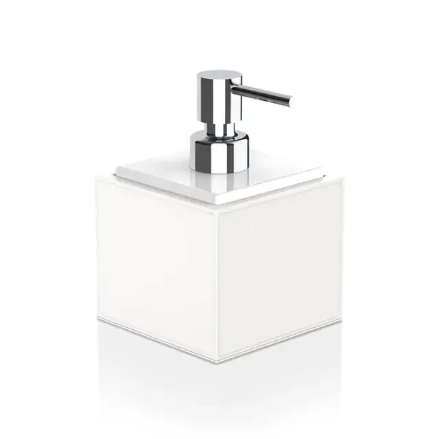 Decor Walther Brownie Дозатор для жидкого мыла, настольный, искусственная кожа, цвет: белый/хром