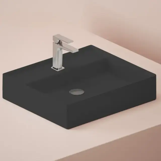 Artceram Scalino Раковина накладная 55х48см, с 1 отв.,  с переливом, цвет: черный матовый
