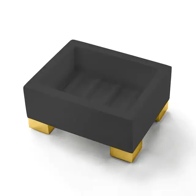 3SC Bemood White Мыльница настольная, цвет: черный/золото