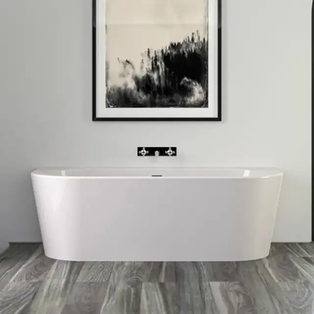 Knief Wall Ванна акриловая пристенная 180х80х60см, щелевой перелив SLOT, цвет: белый