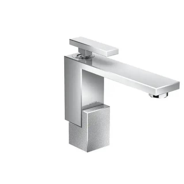 Axor Edge Смеситель для раковины, на 1 отв., с донным клапаном push/open, излив 160мм, алмазная огранка, цвет: хром