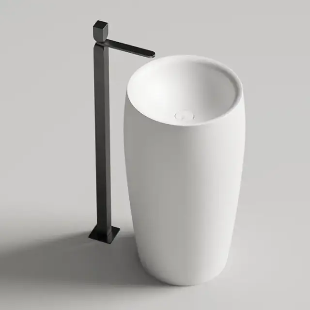 Salini Alda Раковина отдельностоящая 47х47х90см., без отв., S-Stone, цвет: белый матовый