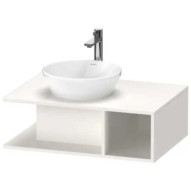 Duravit D-Neo Тумбочка подвесная компакт 80x55х26 см., раковина, 1 открытое отделение на правой стороне, цвет: белый высокоглянцевый