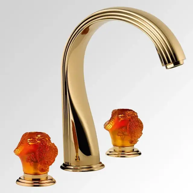 THG Dragon Sun Смеситель для ванны, 3 отв., цвет: золото/хрусталь