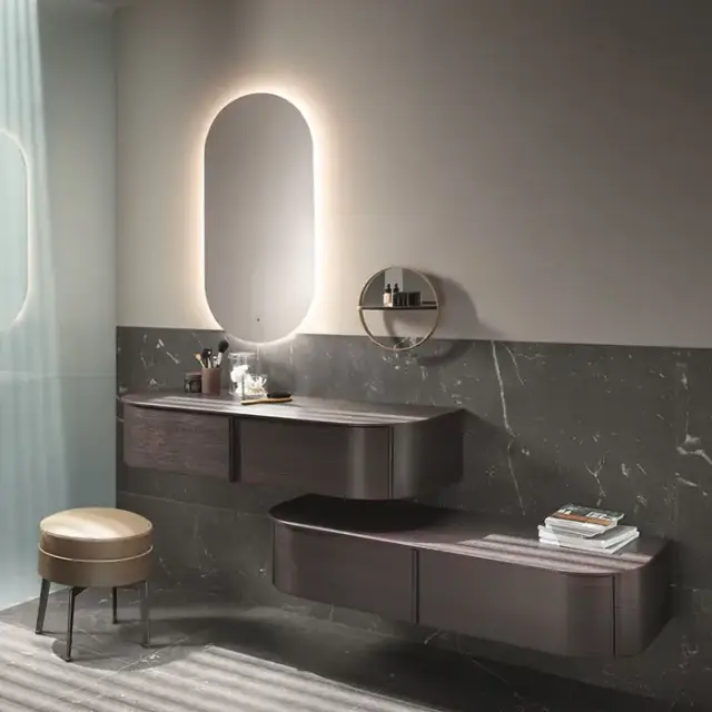 BURGBAD LAVO 2.0 Тумба подвесная 1шт 1210х490х250 мм., 1 ящик, ручка черная, цвет Eiche Dekor Mokka