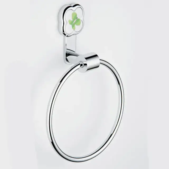 THG CAPUCINE VERT DECOR PLATINE Полотенцедержатель-кольцо 18см., декор зеленый, цвет: хром