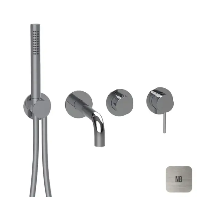 Almar Modular Смеситель для ванны, настенный, с ручным душем и шлангом, цвет: Nichel Brushed