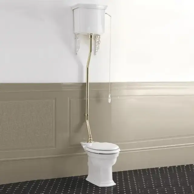 Devon&Devon Westminster Унитаз 64x36.5cм с высоким бачком, трубой, фурнитура золото