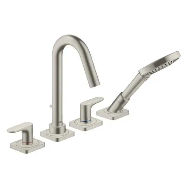 Axor Citterio M Смеситель на борт ванны, на 4 отв., с ручным душем, цвет: сталь