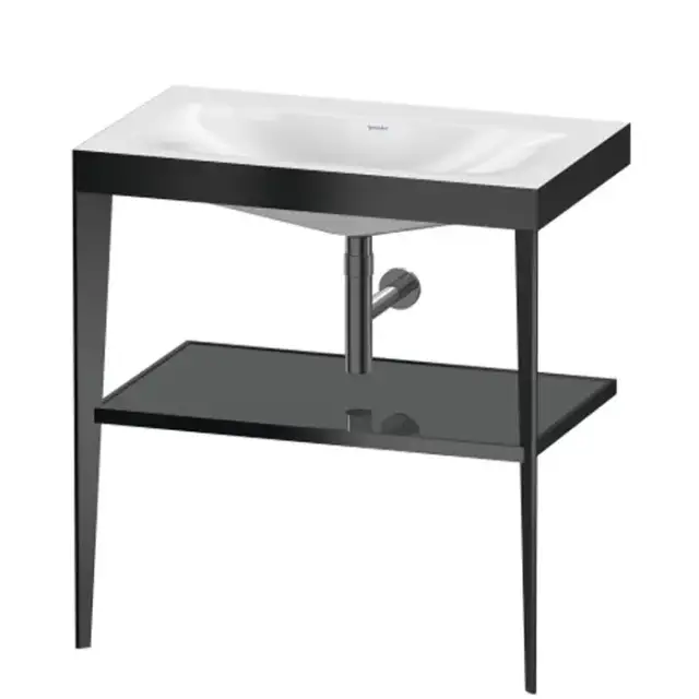 Duravit XViu Консоль напольная, 80x48x85см, с полкой, с раковиной без перелива, без отв., цвет: black matt/black high gloss lacquer