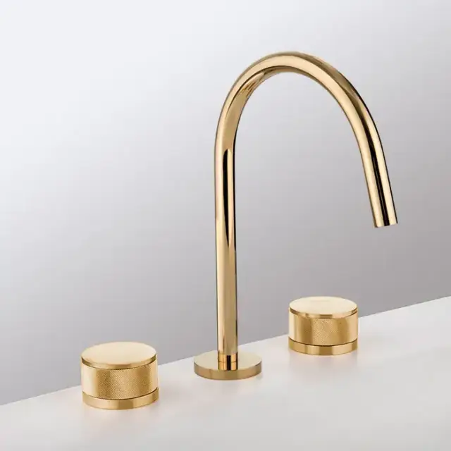 Gattoni MD Смеситель для раковины, на 3 отв., ручки SAN GIULIO, с донным клапаном, цвет: золото 24k