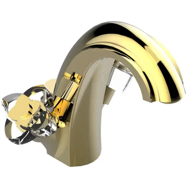 THG Pуtale de cristal clair Смеситель для раковины, 1 отв., цвет: золото/прозрачный хрусталь