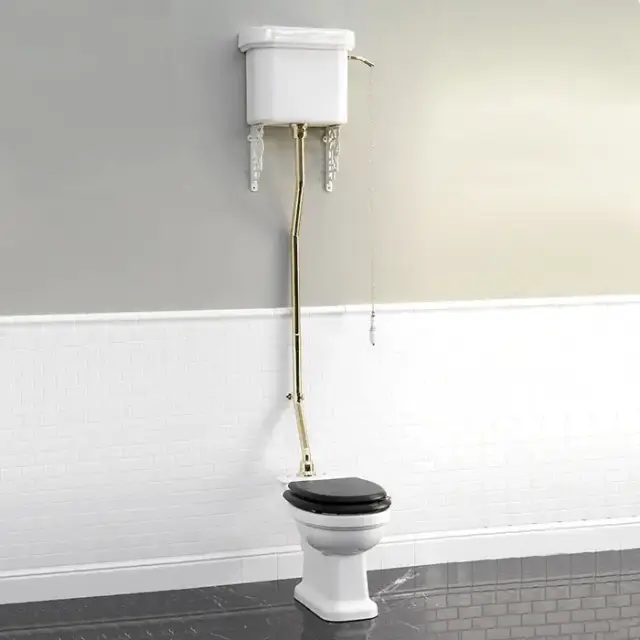 Devon&Devon Blues Унитаз 65.3x35.7cм, с высокой трубой, цвет: белый, фурнитура золото