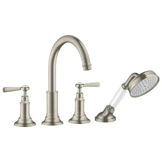 Axor Montreux, Смеситель на край ванны, на 4 отверстия, с рычаговыми рукоятками, внешняя часть, цвет: никель шлифованный