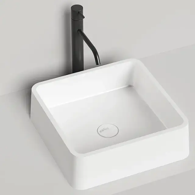 Salini Gloria Раковина накладная 41.5х41.5х12.5cм, без отв., без перелива, S-Stone, цвет: белый матовый