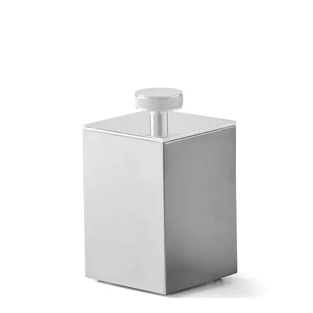 3SC Metal Quadra Баночка универсальная, 7х7хh12см, с крышкой, настольная, цвет: белый матовый