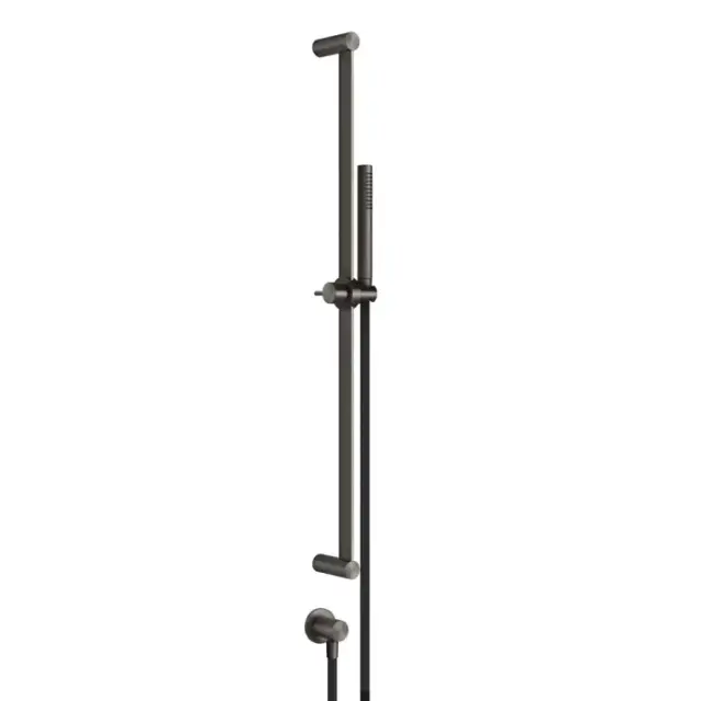 Gessi 316 Штанга в комплекте с душевой лейкой с легкой очисткой, шланг 1,50 м, вывод воды из стены, цвет: brushed black metal pvd