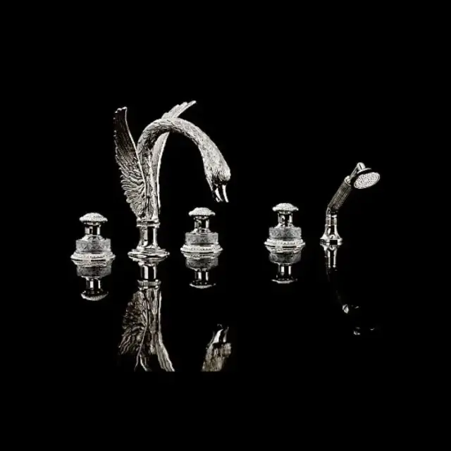 Devon&Devon Excelsior Swan Смеситель для ванны на пять отверстий, цвет: блестящий никель