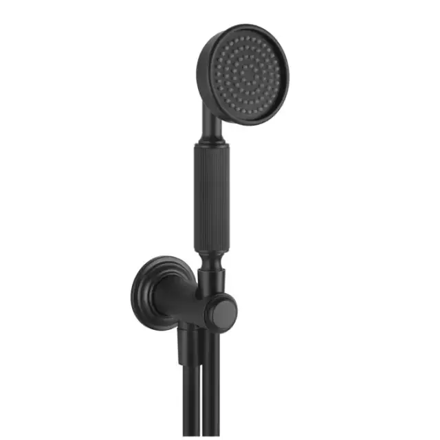 Gessi Venti20 Комплект для душа с ручным душем, шлангом 1500 мм., держателем с подводом воды, цвет: черный матовый