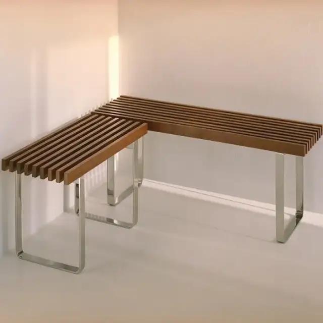 Eﬀegibi Topkapi Скамейка 75x35x44см, цвет: нержавеющая сталь/бирманский тик