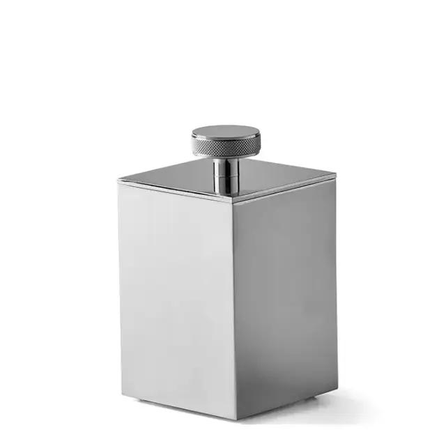 3SC Metal Quadra Баночка универсальная, 7х7хh12см, с крышкой, настольная, цвет: хром