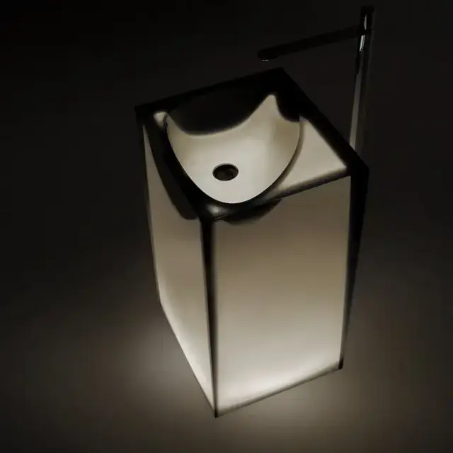 Antonio Lupi Astro Раковина 50х45х85 см, без отв., напольная, слив в пол, с дон. клапан, сифоном и трубой слива, Cristalmood, цвет: Nebbia