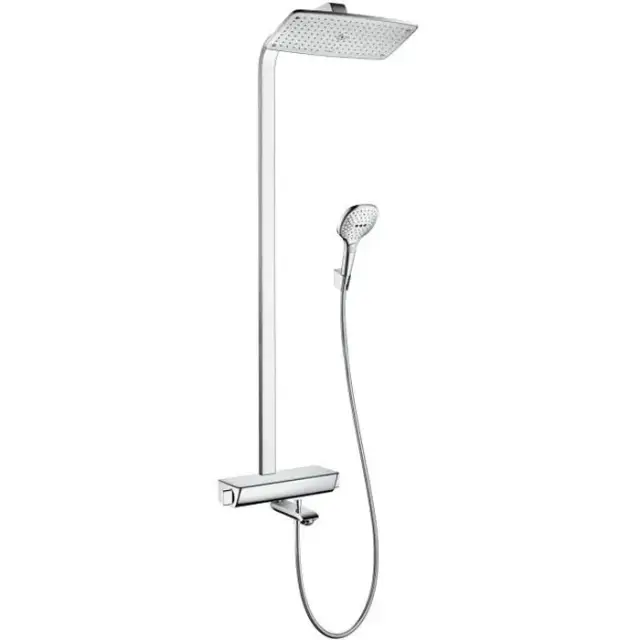 Hansgrohe Raindance Select Showerpipe 360 Душевой гарнитур, в набор входят: термостат с запорным и переключающим вентилем, переключатель для ручного душа, верхний душ Raindance E AIR 1jet 360x190 мм, ручной душ Raindance Select 150 3jet, душевой шланг