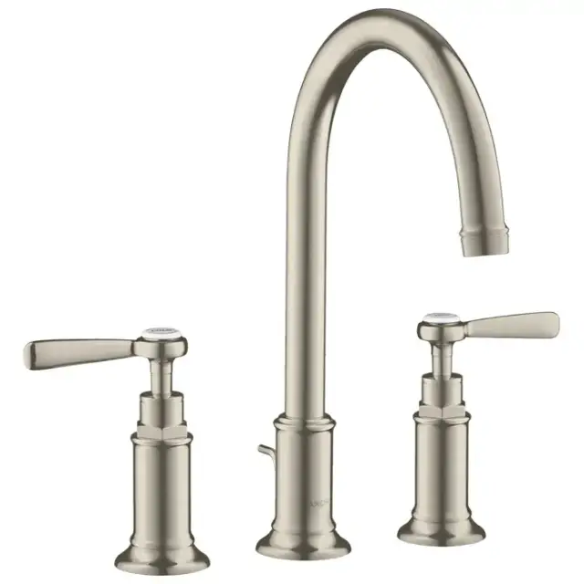 Axor Montreux, Смеситель для раковины 180,на 3 отверстия, с рычаговымирукоятками, с донным клапаном, цвет: никель шлифованный